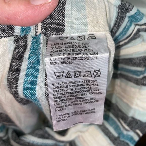 Natural d & co. Linen Striped Cropped Drawstring Coastal Capris size xxs - Picture 5 of 5